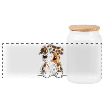 Drôle de berger australien rouge merle - Boîte à biscuits avec couvercle en bois - blanc - Devant