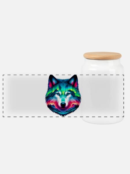 Wolf - Panorama Keksdose mit Holzdeckel - Weiß