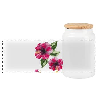 Fleurs d’hibiscus - Boîte à biscuits avec couvercle en bois - blanc - Devant