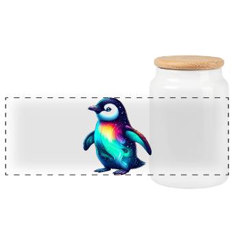 Penguin - Panoramic Cookie Jar with Wooden Lid - white - Front