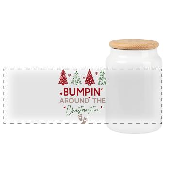 Annonce Grossesse Noël - Boîte à biscuits avec couvercle en bois - blanc - Devant