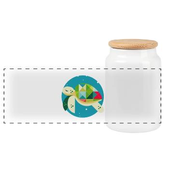 Tortue mignonne – Monde sous-marin créatif - Boîte à biscuits avec couvercle en bois - blanc - Devant