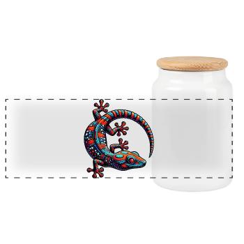 Gecko - Boîte à biscuits avec couvercle en bois - blanc - Devant