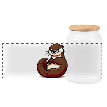 Loutre - Boîte à biscuits avec couvercle en bois - blanc - Devant