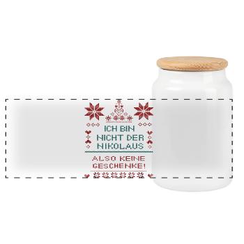 Nicolas - Boîte à biscuits avec couvercle en bois - blanc - Devant