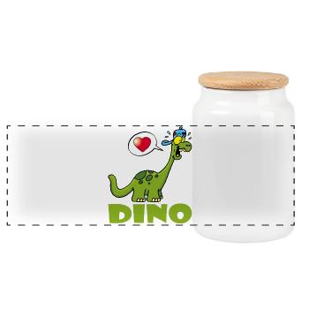 Dinosaure manga kawaii - Boîte à biscuits avec couvercle en bois - blanc - Devant