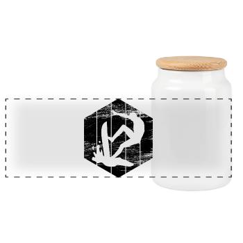 Surfing Sketch - Panoramic Cookie Jar with Wooden Lid - white - Front
