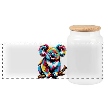 Koala - Panorama Keksdose mit Holzdeckel - Weiß - Vorne