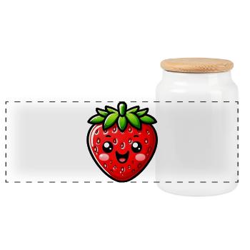 Fraise Fraises - Boîte à biscuits avec couvercle en bois - blanc - Devant