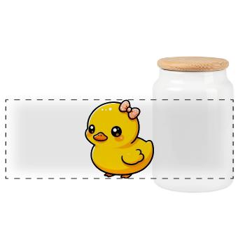 Duckling Duck Duck Duck - Panoramic Cookie Jar with Wooden Lid - white - Front