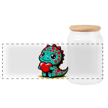 Dinosaure - Boîte à biscuits avec couvercle en bois - blanc - Devant