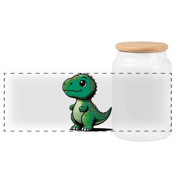 Dinosaure - Boîte à biscuits avec couvercle en bois - blanc - Devant