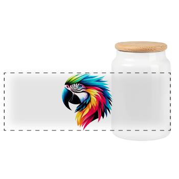 Parrot - Panoramic Cookie Jar with Wooden Lid - white - Front