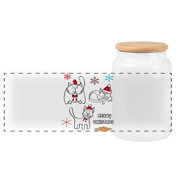 Merry Christmas - Panorama Keksdose mit Holzdeckel - Weiß - Vorne