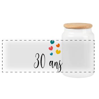 30. 30 YEARS. 30th ANNIVERSARY. 30 YEARS ANNIVERSARY. - Panoramic Cookie Jar with Wooden Lid - white - Front