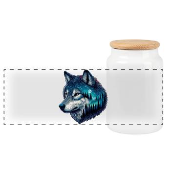 Wolf - Panorama Keksdose mit Holzdeckel - Weiß - Vorne