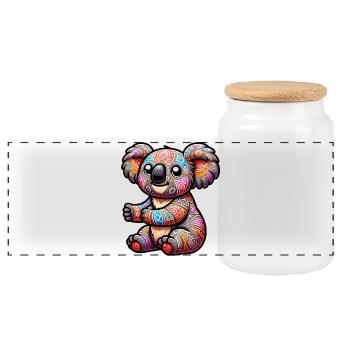Koala - Panorama Keksdose mit Holzdeckel - Weiß - Vorne
