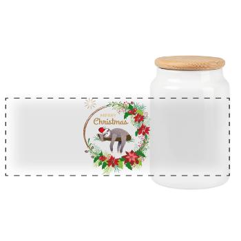 Le paresseux souhaite un joyeux Noël - Boîte à biscuits avec couvercle en bois - blanc - Devant