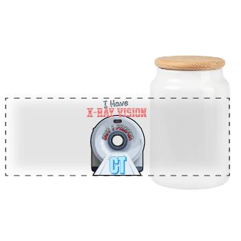 CT Radiographer I Have XRay Vision But I Prefer CT - Panoramic Cookie Jar with Wooden Lid - white - Front