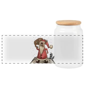 Funny Santa Claus Monster - Panoramic Cookie Jar with Wooden Lid - white - Front