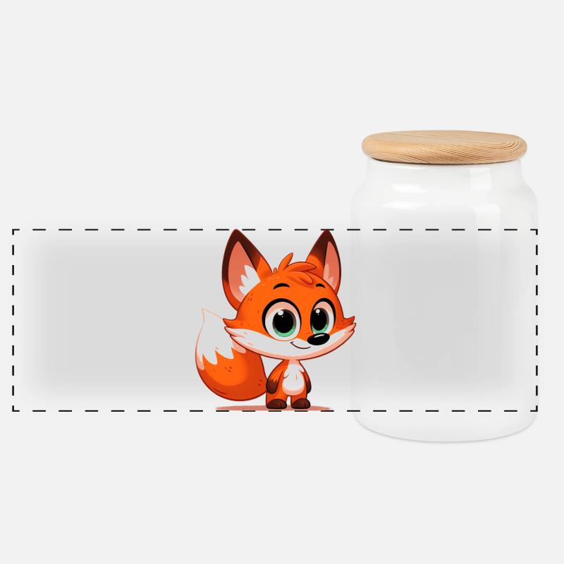 Fuchs - Panorama Keksdose mit Holzdeckel - Weiß
