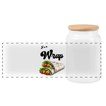 It's a wrap - Panoramic Cookie Jar with Wooden Lid - white - Front