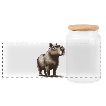 Capybara - Panorama Keksdose mit Holzdeckel - Weiß - Vorne