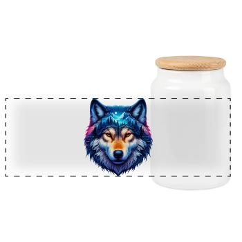 Wolf - Panorama Keksdose mit Holzdeckel - Weiß - Vorne