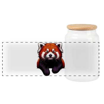 Kleiner Panda - Panorama Keksdose mit Holzdeckel - Weiß - Vorne