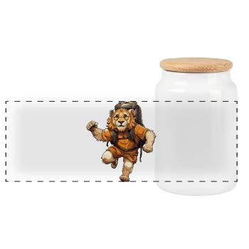 Leo Randonnée / Alpiniste Lion - Boîte à biscuits avec couvercle en bois - blanc - Devant