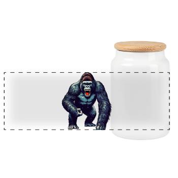 Gorilla - Panorama Keksdose mit Holzdeckel - Weiß - Vorne