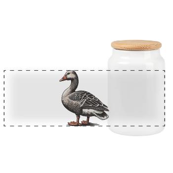 Gans - Panorama Keksdose mit Holzdeckel - Weiß - Vorne