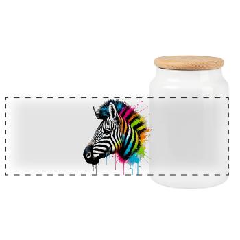 Zebra - Panorama Keksdose mit Holzdeckel - Weiß - Vorne