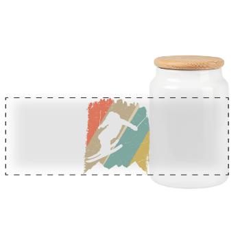 Silhouette de snowboard rétro sur rayures pastel - Boîte à biscuits avec couvercle en bois - blanc - Devant
