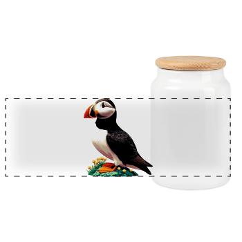 Macareux - Boîte à biscuits avec couvercle en bois - blanc - Devant