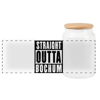 Straight outta Bochum Ruhrpott Ruhrgebiet - Panorama Keksdose mit Holzdeckel - Weiß - Vorne