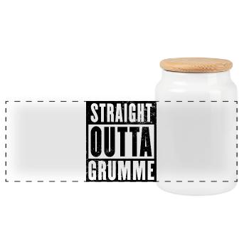Straight outta Bochum Grumme Ruhrpott Ruhrgebiet - Panorama Keksdose mit Holzdeckel - Weiß - Vorne