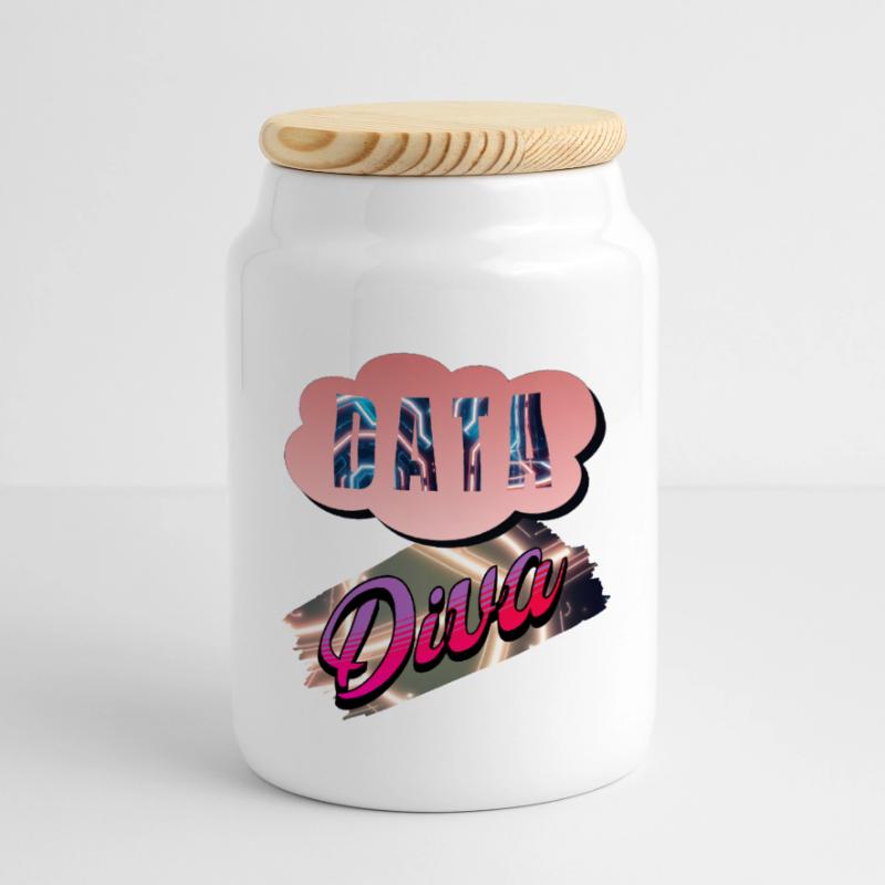 Data Diva Panoramic Cookie Jar with Wooden Lid