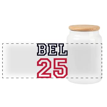 BELGIUM Belgium 2025 - Panoramic Cookie Jar with Wooden Lid - white - Front