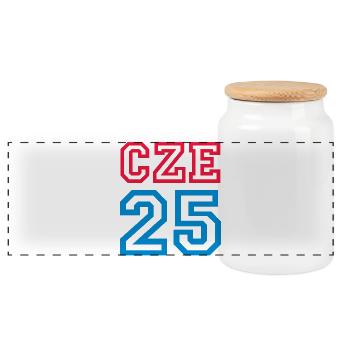 TSCHECHIEN Czech Republic - Panoramic Cookie Jar with Wooden Lid - white - Front