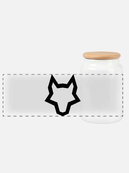 LOGO des Wolfes - Panorama Keksdose mit Holzdeckel - Weiß