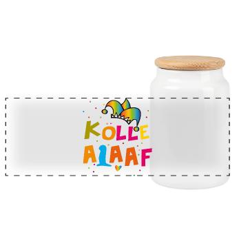 Kölle Alaaf Carnival - Panoramic Cookie Jar with Wooden Lid - white - Front