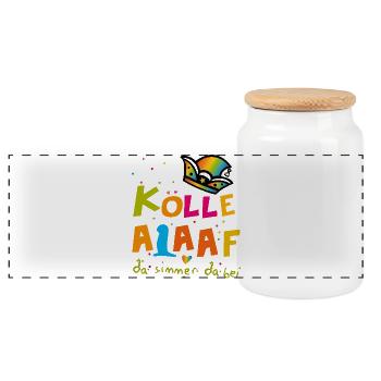 Karneval Alaaf - Panorama Keksdose mit Holzdeckel - Weiß - Vorne