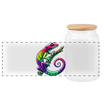 Gecko - Boîte à biscuits avec couvercle en bois - blanc - Devant