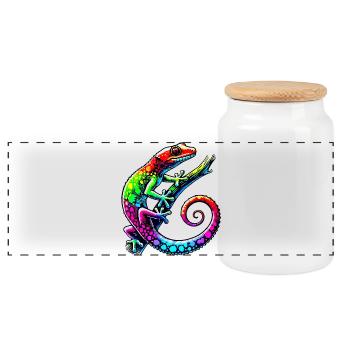 Gecko - Boîte à biscuits avec couvercle en bois - blanc - Devant