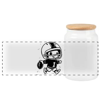 Little football player - Panoramic Cookie Jar with Wooden Lid - white - Front