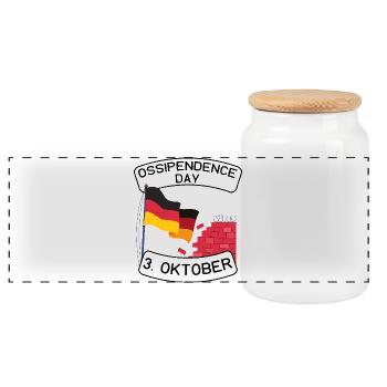 Ossipendence Day - Tag der deutschen Einheit - Panorama Keksdose mit Holzdeckel - Weiß - Vorne