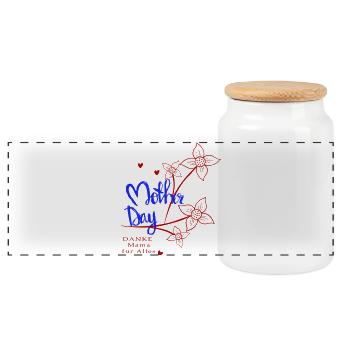 Mother Day Danke für alles - Panorama Keksdose mit Holzdeckel - Weiß - Vorne