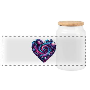 Cosmic Love Heart - Panorama Keksdose mit Holzdeckel - Weiß - Vorne
