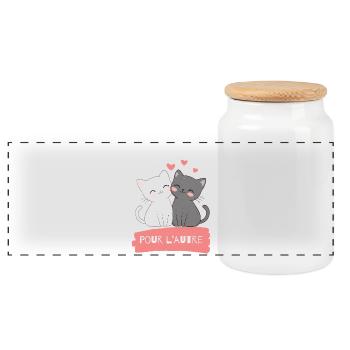 Félins amoureux pour l'autre - Boîte à biscuits avec couvercle en bois - blanc - Devant
